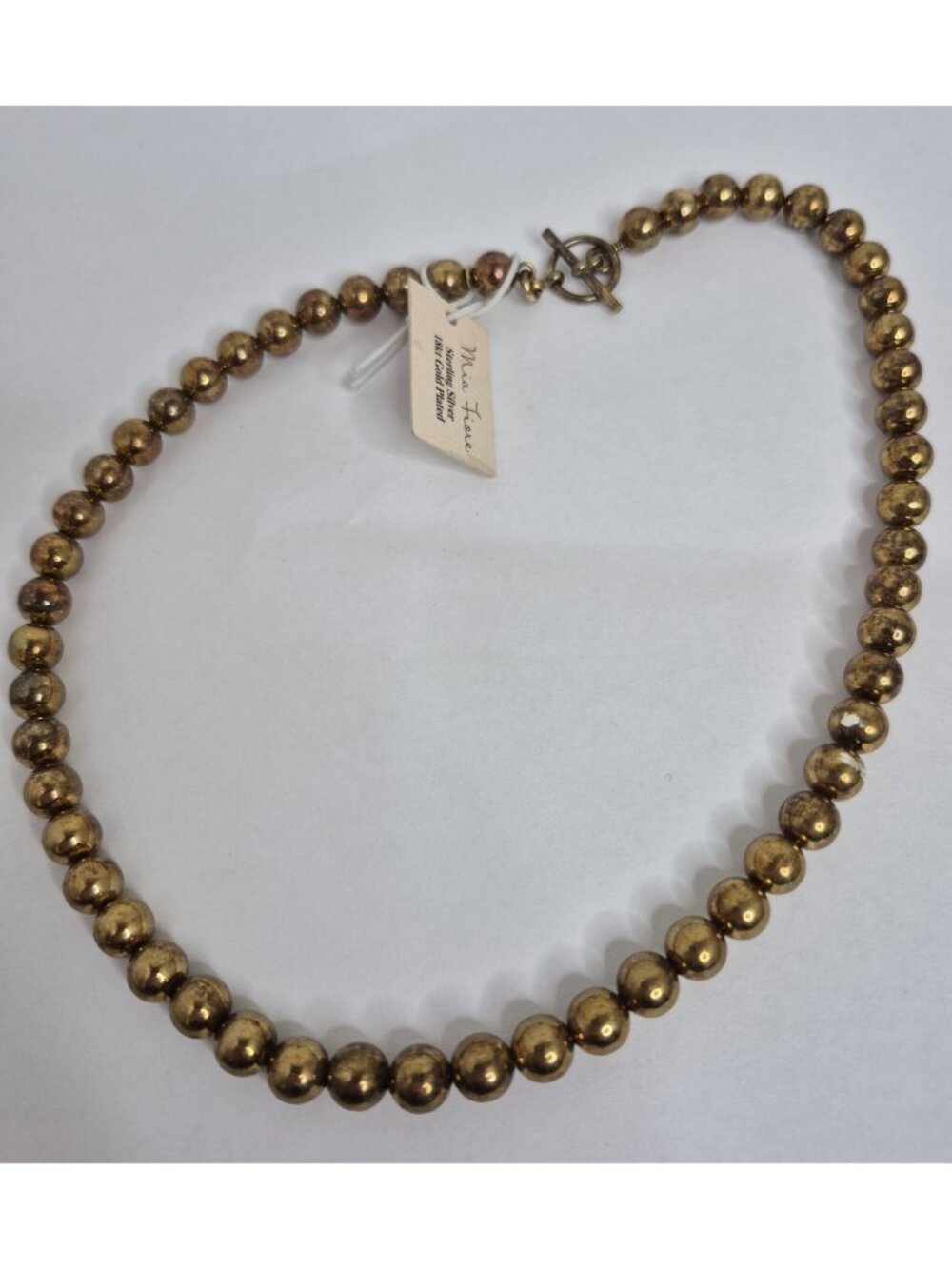 NEW Mia Fiore Sterling Silver 18kt Gold Plated  Beaded Necklace Made In Italy